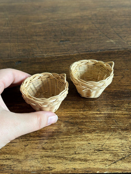 Miniature Doll House Basket Pair - Woven Basket Set of Two