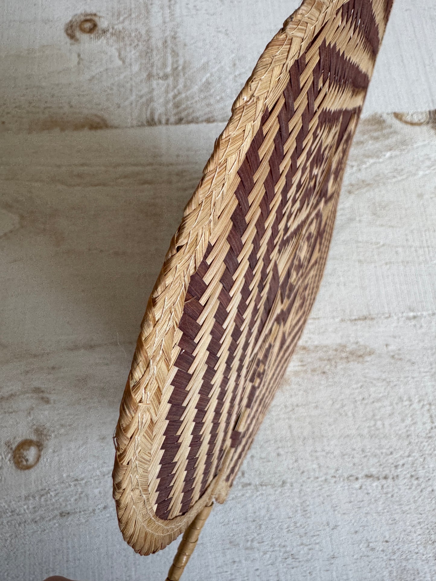 Vintage Natural Woven Hand Fan or Wall Decor - Handheld Boho Fan