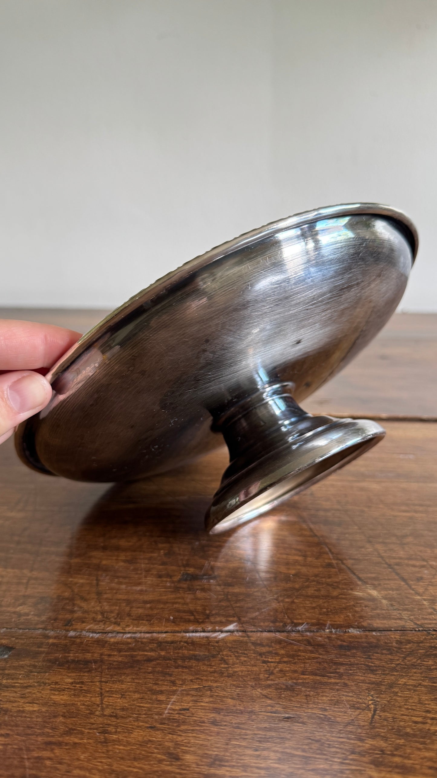 Raised Silver Plated Over Copper Bowl with Etched Detailing