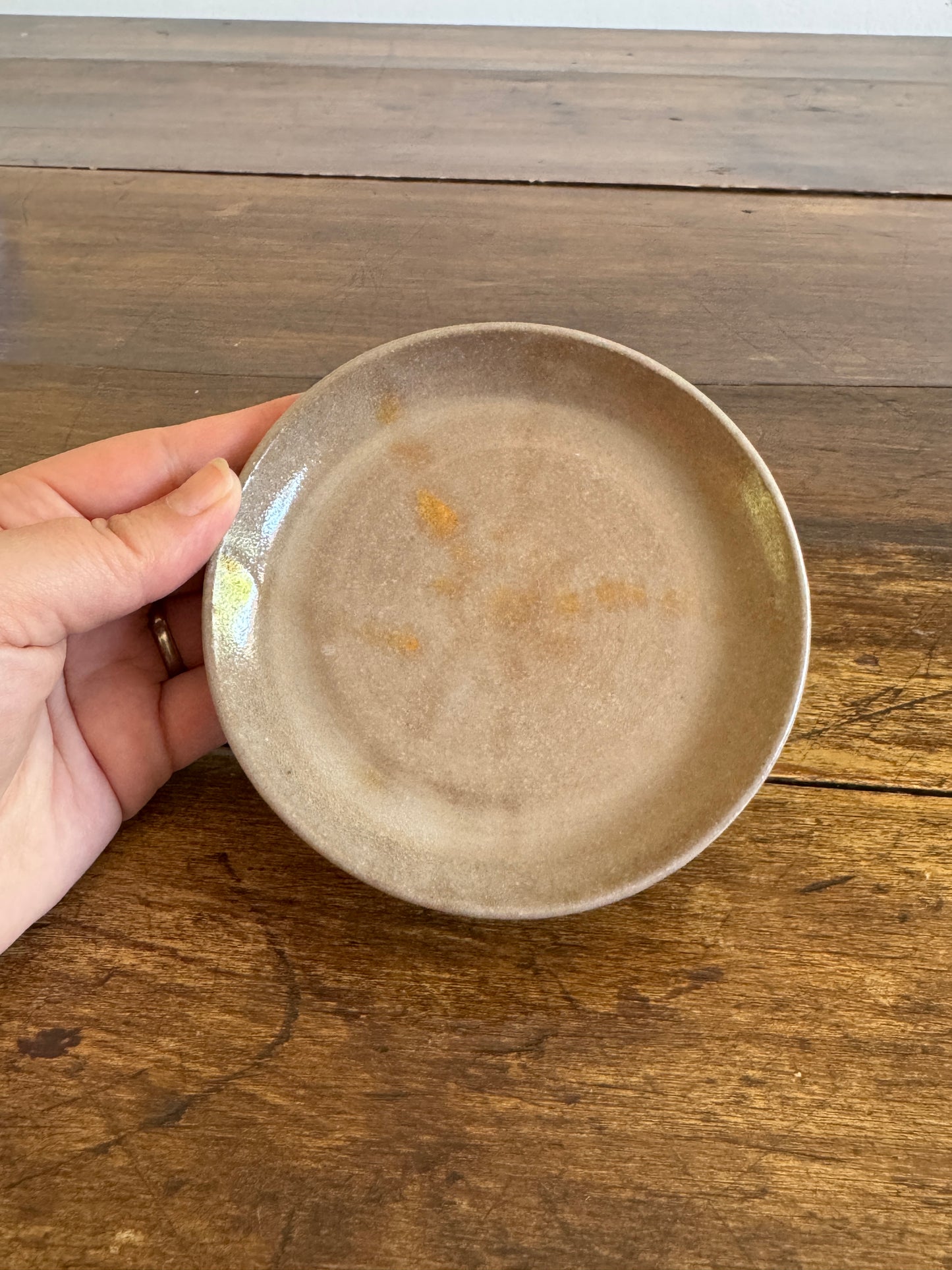 Small Brown and Orange Pottery Ring Dish