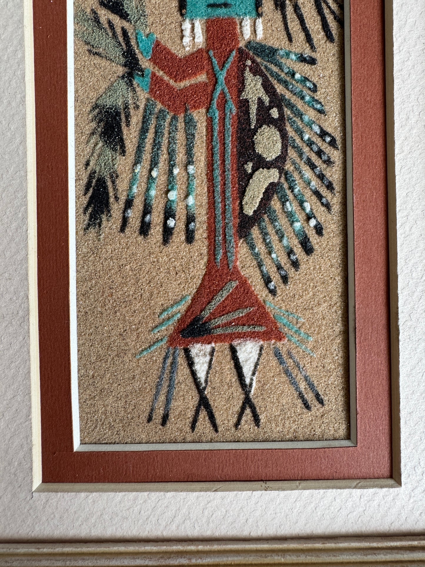 Vintage Framed and Matted Authentic Navajo Sandpainting Artwork