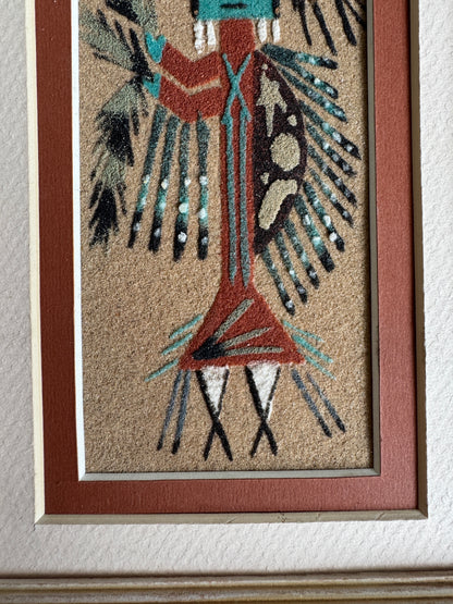 Vintage Framed and Matted Authentic Navajo Sandpainting Artwork
