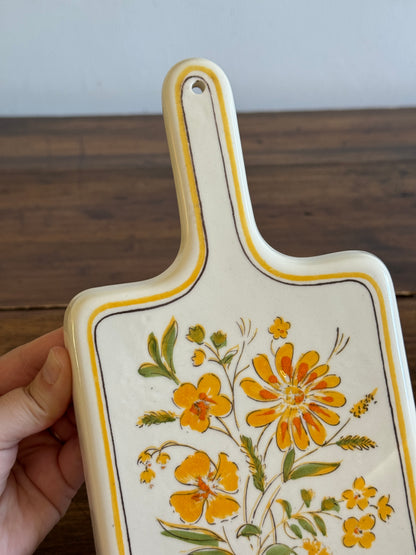 Vintage Pottery Flower Wall Art or Spoon Rest - Made in Brazil for Gien