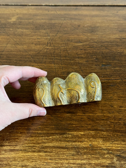 Vintage Brass Wise Monkey Figurine - See, Hear, Speak and Do No Evil Monkeys