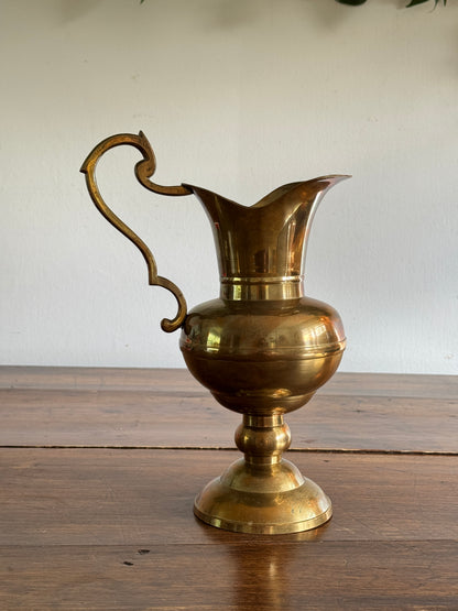 Vintage Large Brass Jug with Ornate Handle - Greek Style Brass Pitcher