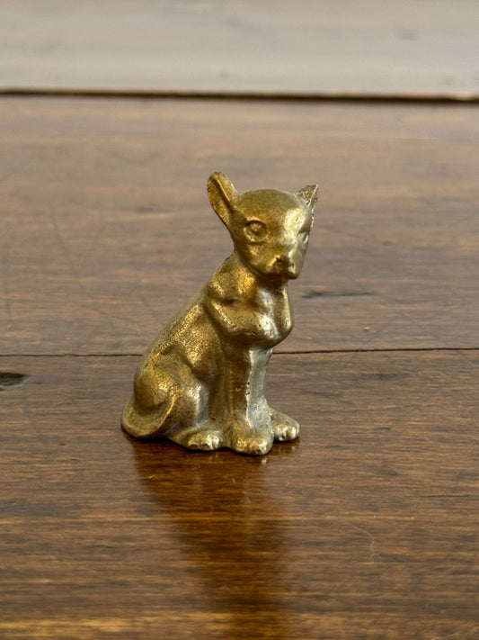 Miniature Brass Puppy Dog or Cub Figurine