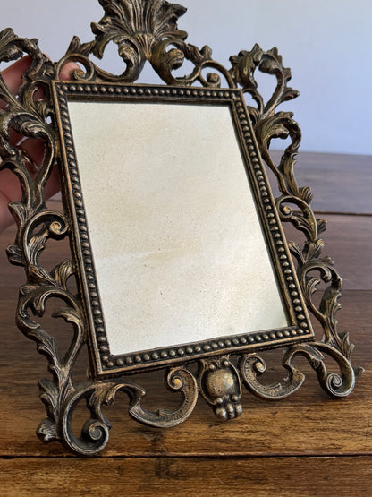 Heavy Cast Metal Ornate Mirror with Foxing