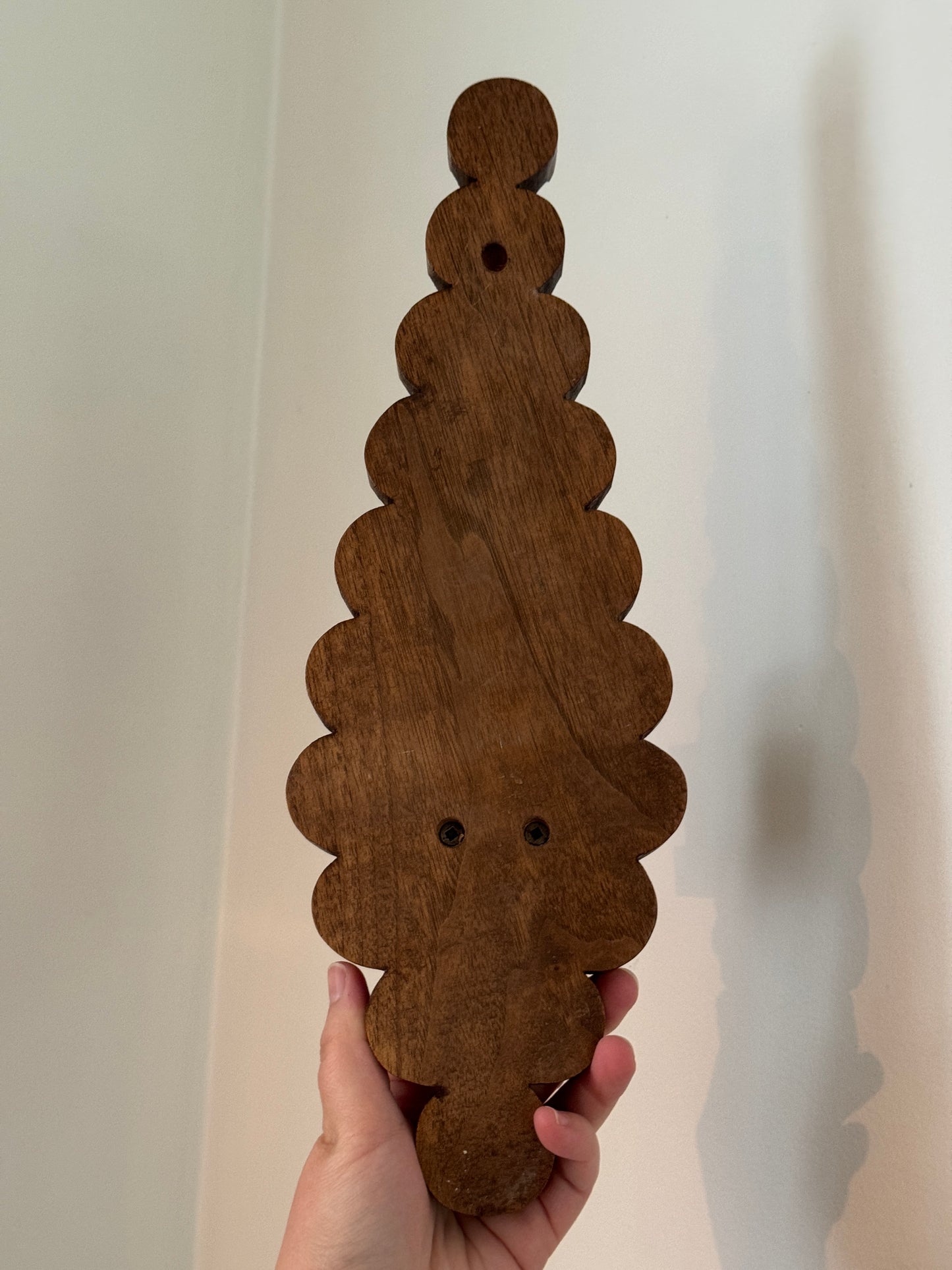 Vintage Wood Folk Art Carved Candle Sconce - Wall Mounted