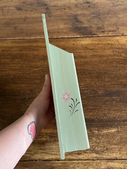 Wooden Painted Long Match Holder with Flower Embellishment