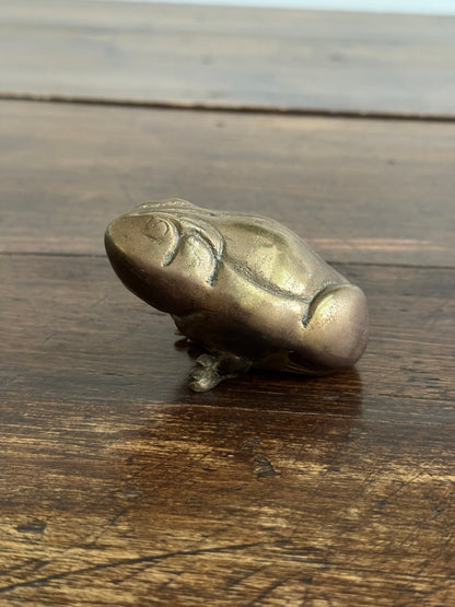 Chubby Brass Frog - Small Rounded Brass Frog Figurine