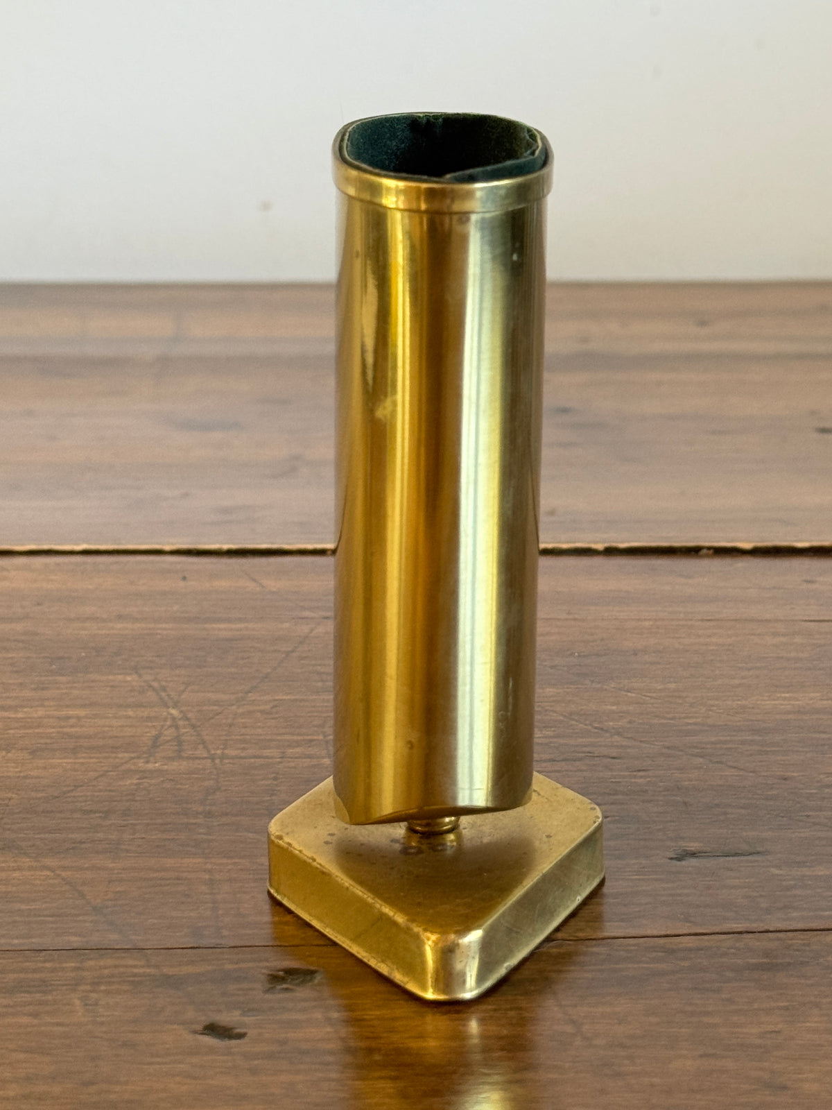 Vintage Brass Plated Pen Holder on Stand - Brass Pencil Holder with Felted Holder - Brass Desk Organizer - Eye Glasses Holder