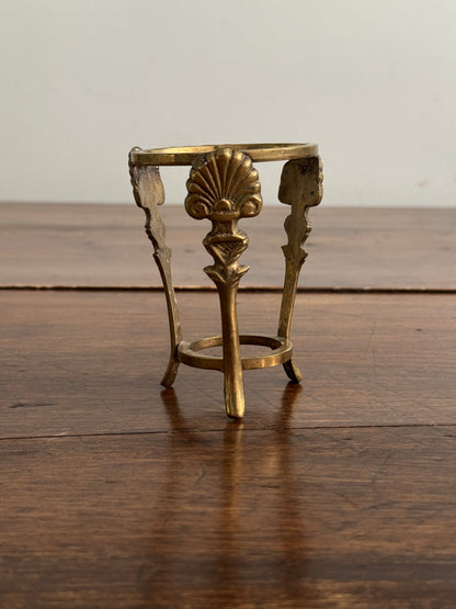 Small Brass Stand with Three Legs and Ornate Detailing