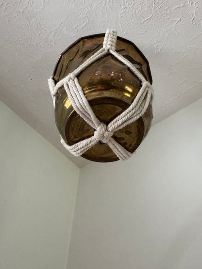 White Macrame Plant Pot Hanging Holder