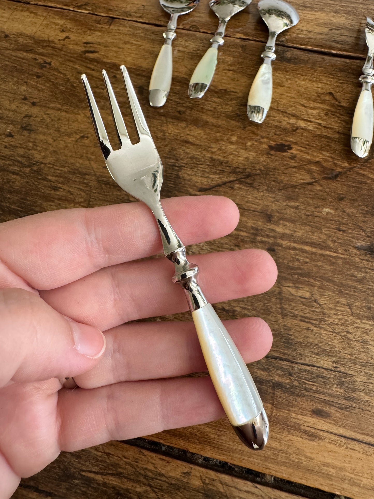 Mini Appetizer Cutlery - Spoon, Forks and Spreaders with Mother Of Pearl Handles