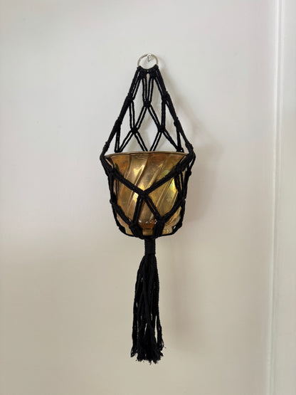 Black Macrame Plant Pot Hanging Holder