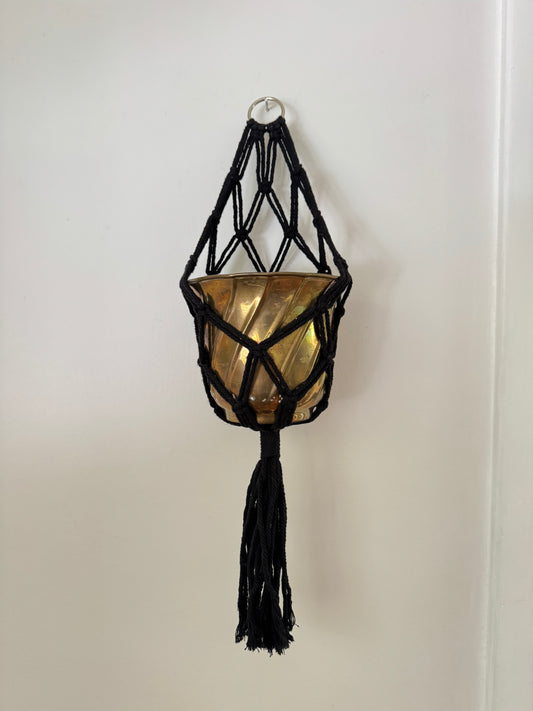 Black Macrame Plant Pot Hanging Holder