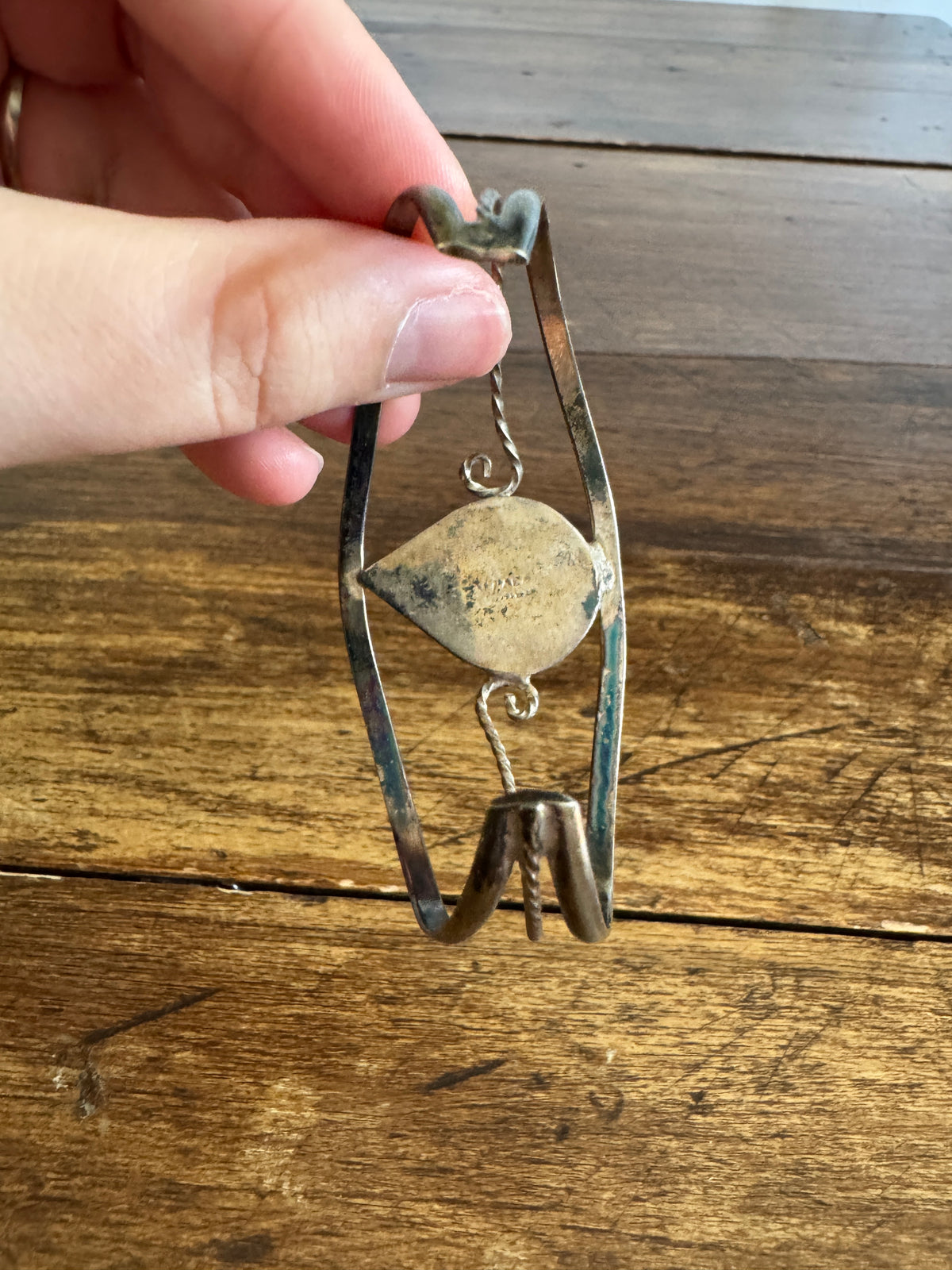 Vintage Alpaca Silver Cuff Bracelet - Inlay Cuff Bracelet - Made in Mexico