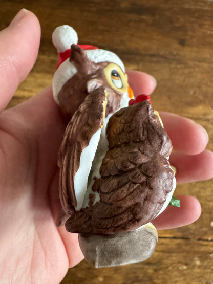 Vintage Owl Holiday Figurine with Parent and Child - Made in Taiwan