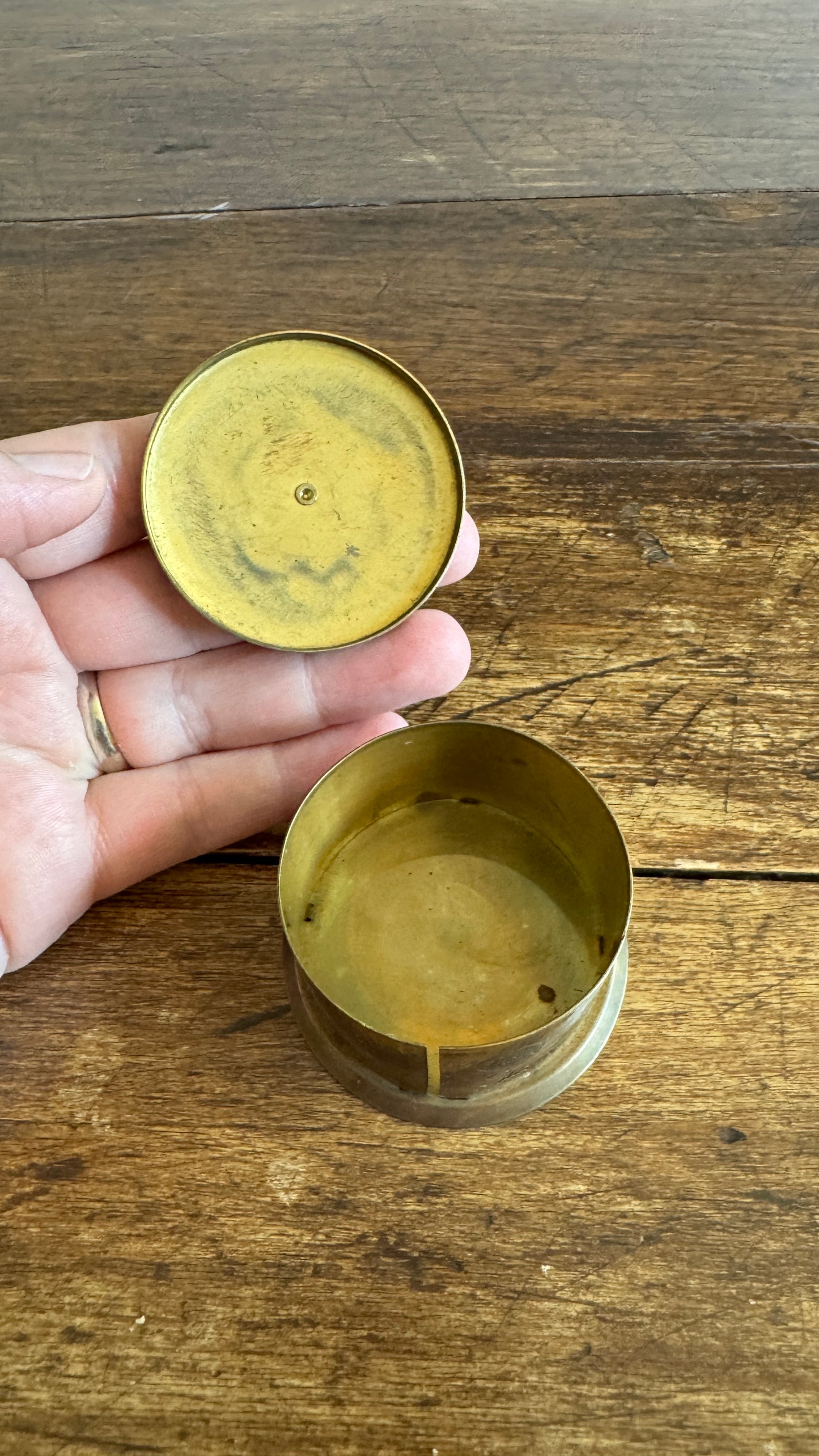 Vintage Brass Stamp Roll Holder with Embossed Detailing