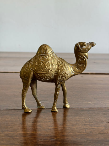 Vintage Brass Camel with Embossed Detailing