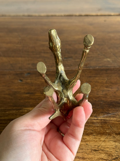 Small Brass Giraffe Figurine - Vintage Brass Grazing Giraffe