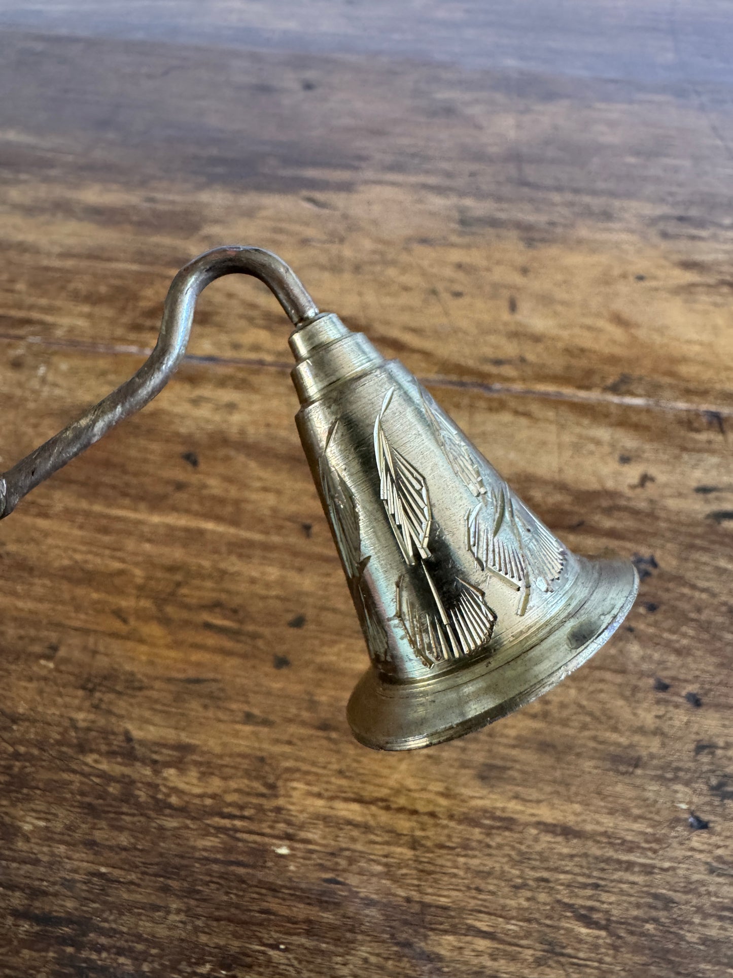 PICK ONE Vintage Brass Candle Snuffer - Etched Bell or Smooth Bell
