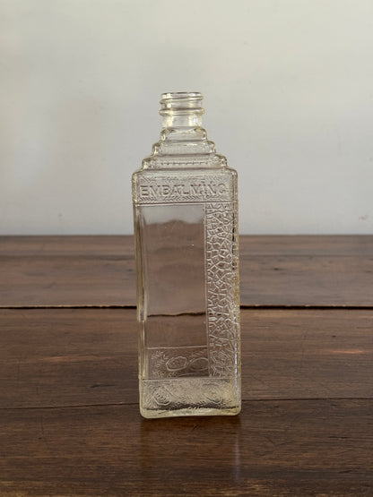 Vintage Clear Glass Embalming Bottle - Collectible Empty Bottle