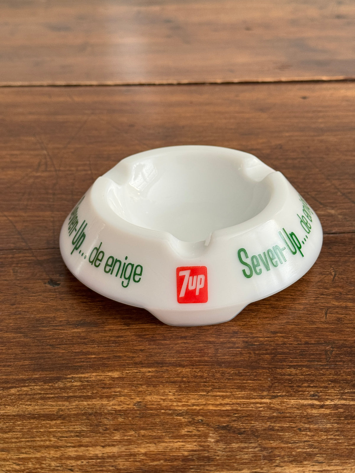 Vintage French Milk Glass 7-Up Ashtray by Opalex France