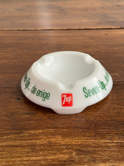 Vintage French Milk Glass 7-Up Ashtray by Opalex France