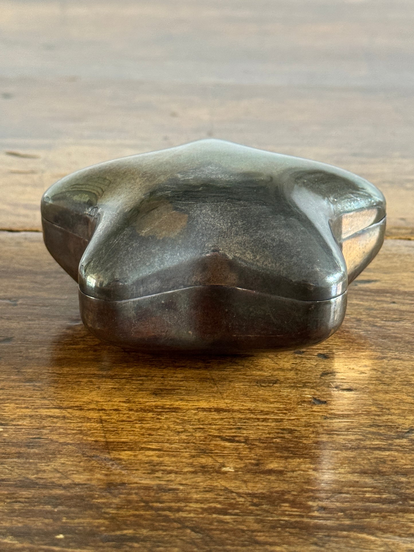 Vintage Silver Plated Star Trinket Box Holder with Lid and Felt Inside