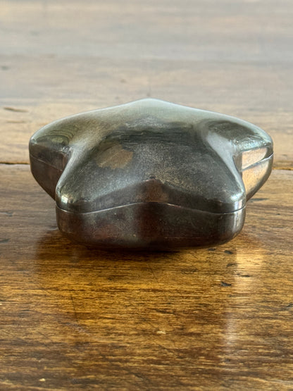 Vintage Silver Plated Star Trinket Box Holder with Lid and Felt Inside