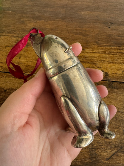 Restoration Hardware Silver Tone Metal Polar Bear Ornament