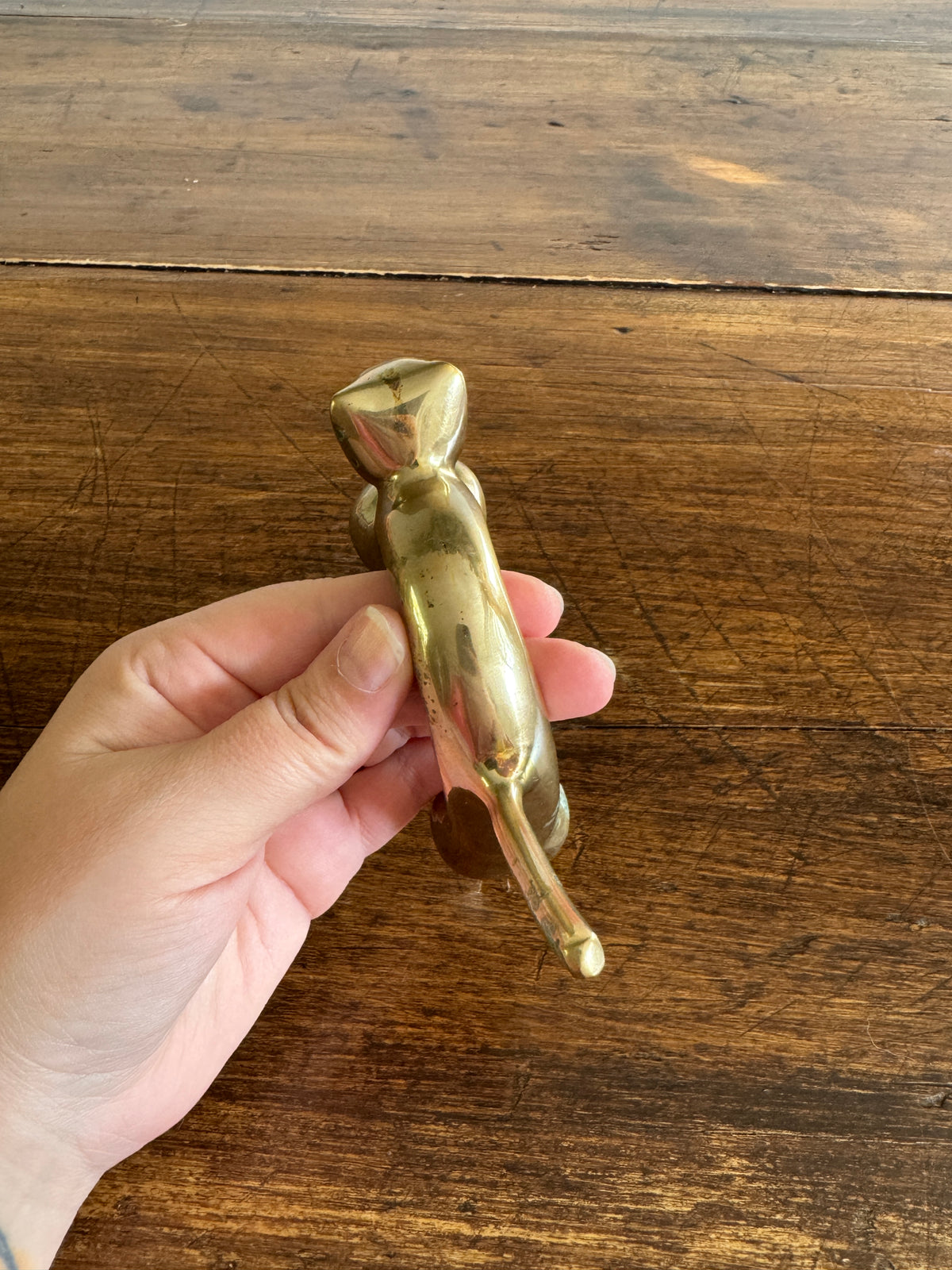 Vintage Mid Century Brass Arch Cat Figurine - Brass Cat Statue