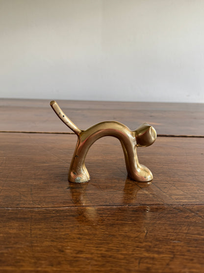 Vintage Mid Century Brass Arch Cat Figurine - Brass Cat Statue