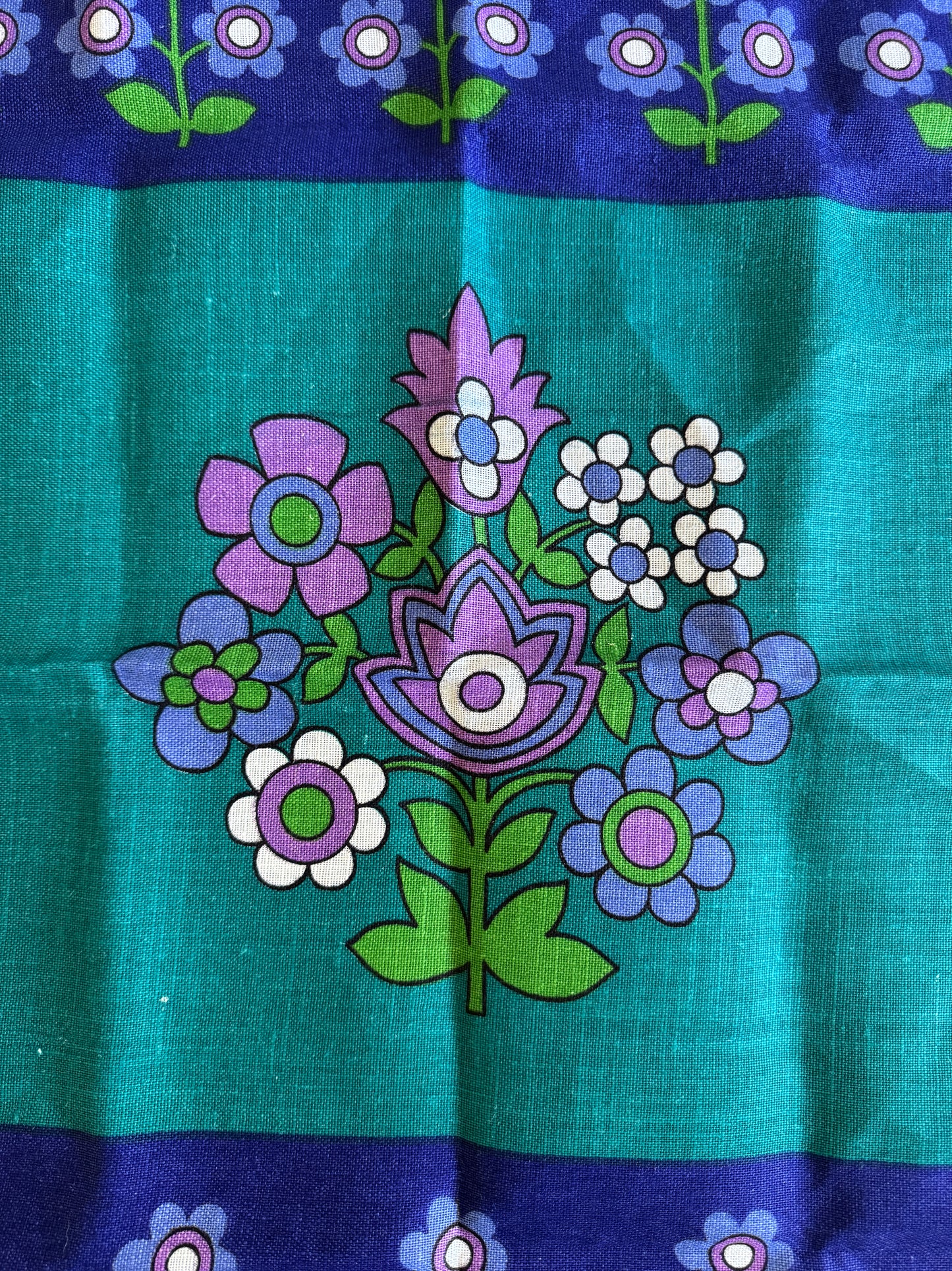 Purple Flower Linen Kitchen Cloth Designed by Leslie Jones for Richardsons - Made in Ireland