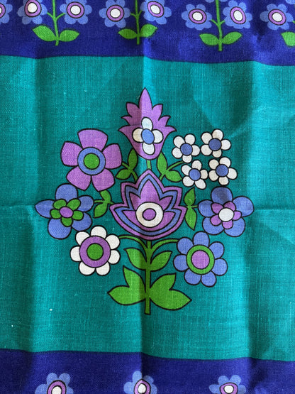Purple Flower Linen Kitchen Cloth Designed by Leslie Jones for Richardsons - Made in Ireland