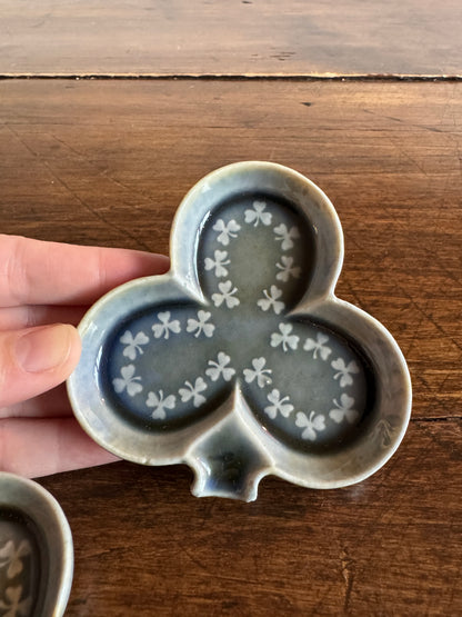 Irish Porcelain Pair of Clover Ashtrays - Made in Ireland