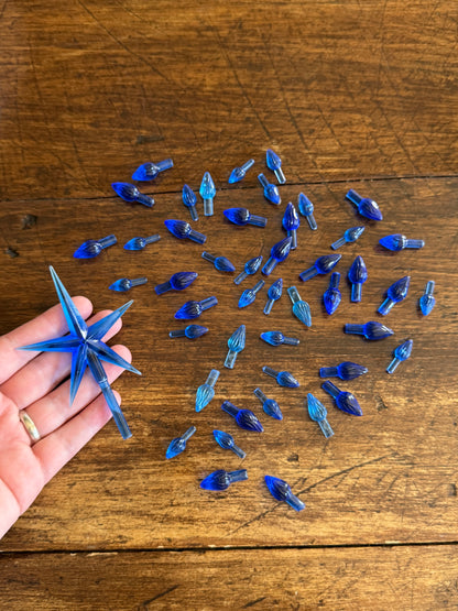 Mixed Lot of Blue Ceramic Christmas Tree Light Pegs and Star Topper Replacement Bulbs