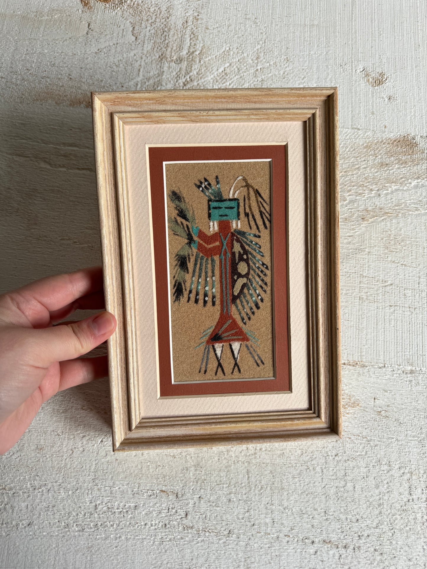 Vintage Framed and Matted Authentic Navajo Sandpainting Artwork