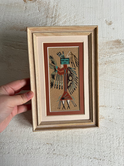 Vintage Framed and Matted Authentic Navajo Sandpainting Artwork