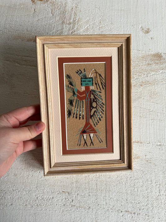 Vintage Framed and Matted Authentic Navajo Sandpainting Artwork