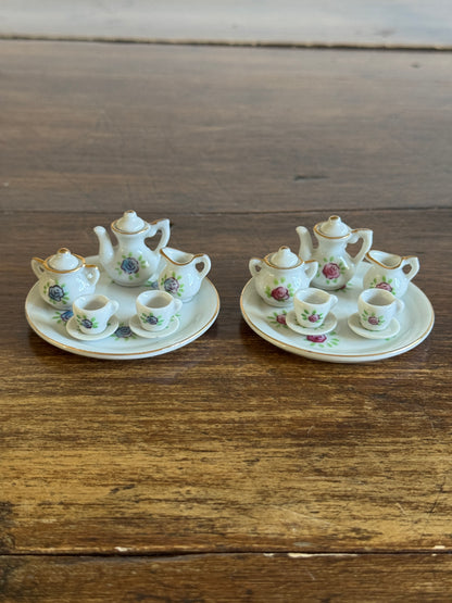 Pick One : Pink or Blue Floral Mini Tea Set - Made in Japan