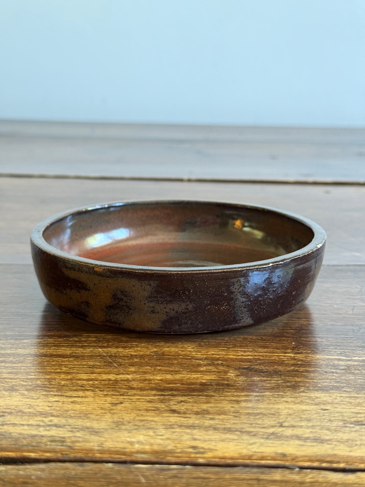 Small Shallow Brown Pottery Bowl
