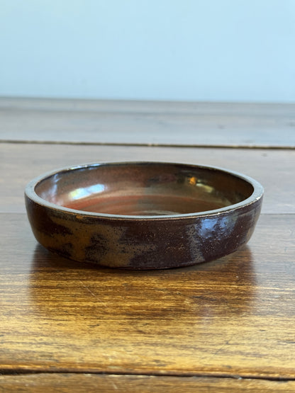 Small Shallow Brown Pottery Bowl