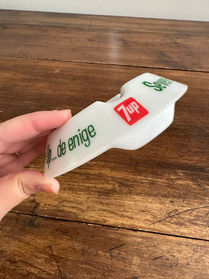 Vintage French Milk Glass 7-Up Ashtray by Opalex France