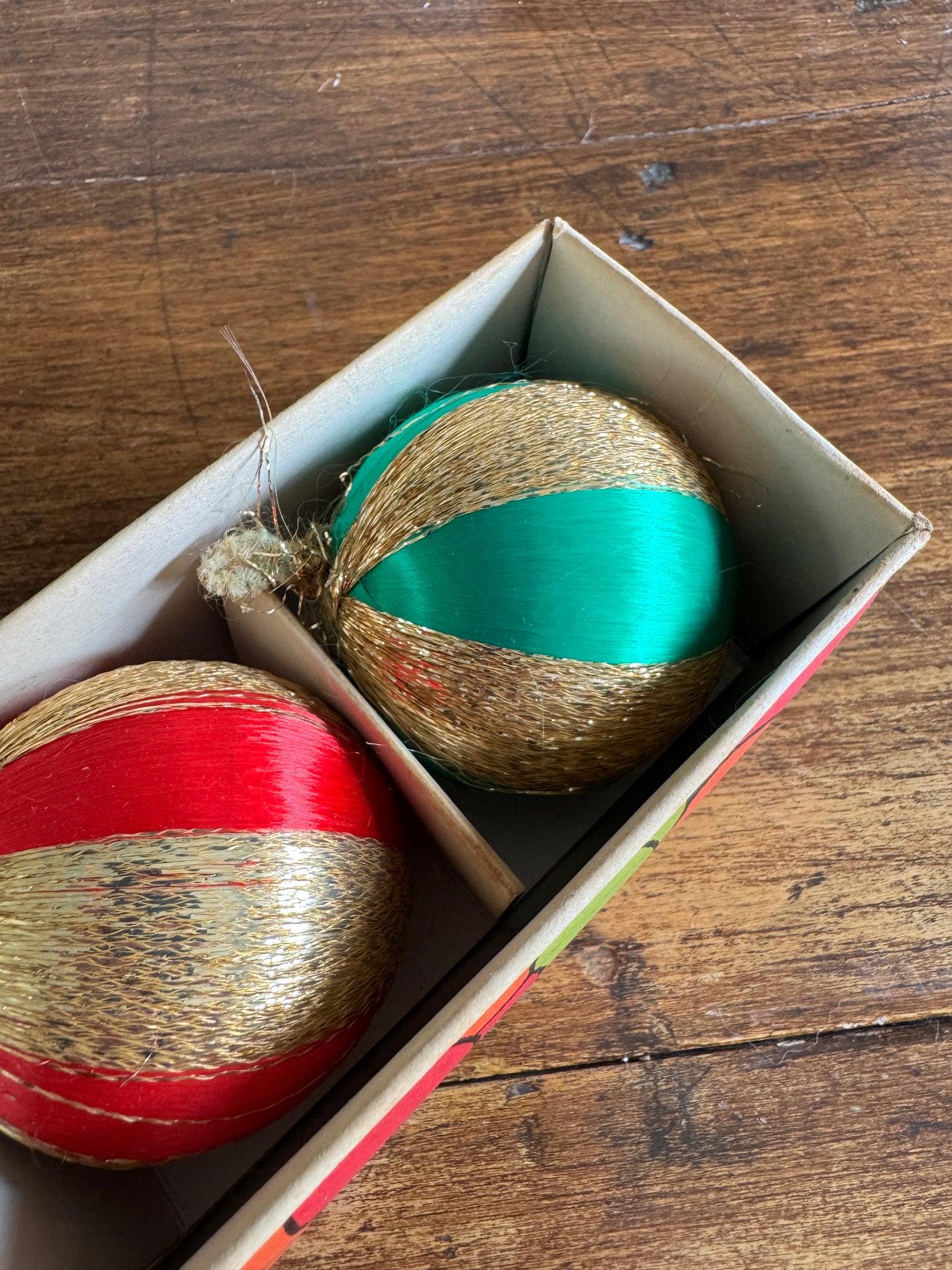 Vintage Japan String Ball Christmas Ornaments in Box