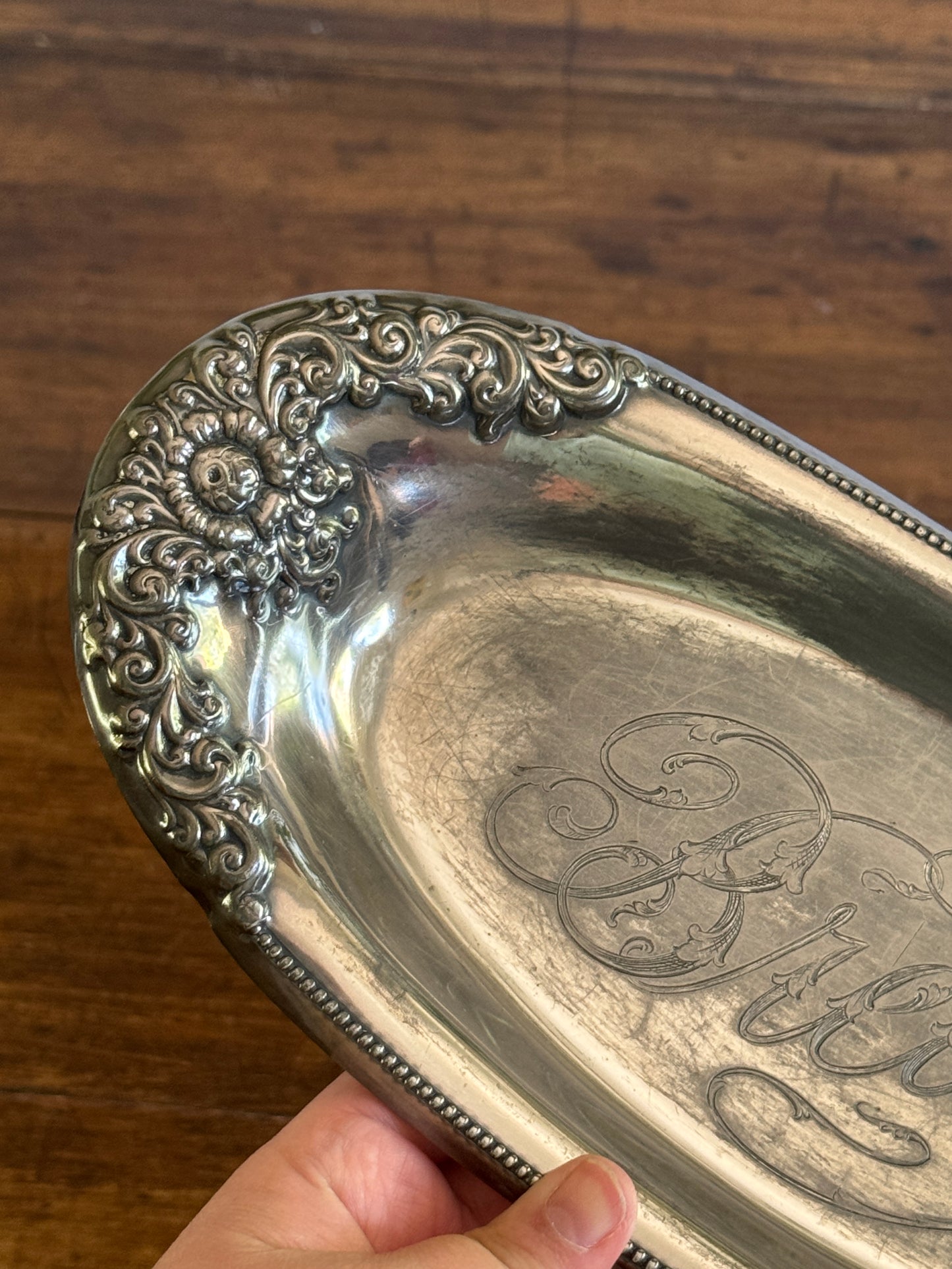 Vintage Silver Plated Bread Dish with Lovely BREAD Word Engraving