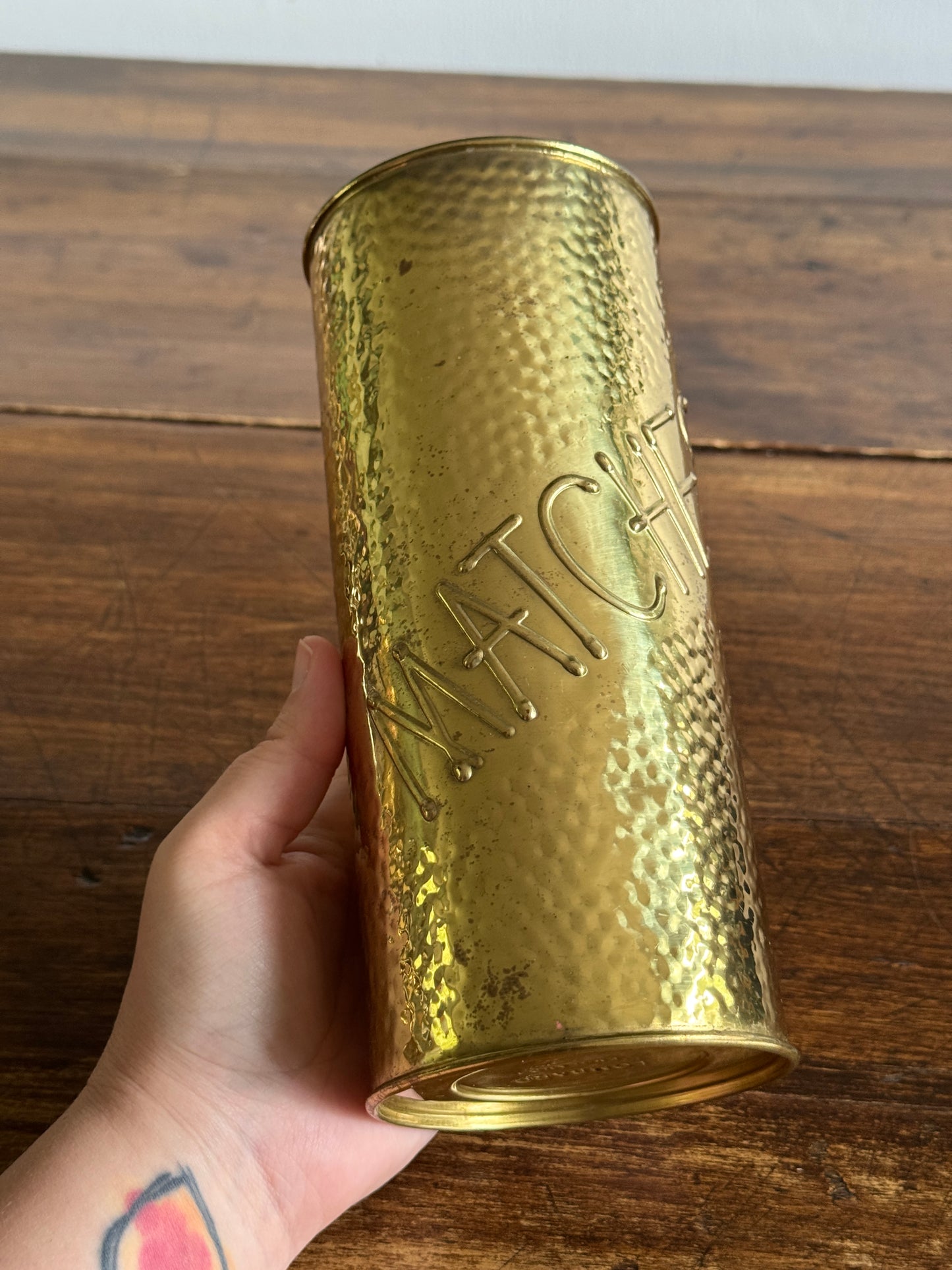 Vintage Brass Long Match Holder - Lombard England