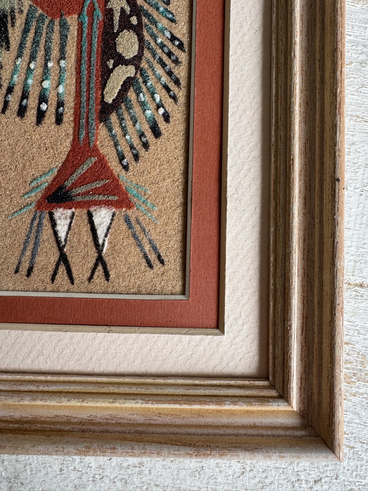 Vintage Framed and Matted Authentic Navajo Sandpainting Artwork