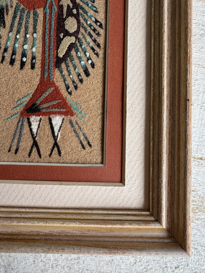 Vintage Framed and Matted Authentic Navajo Sandpainting Artwork